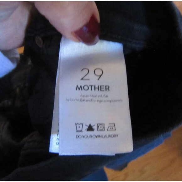 Mother Insider Crop Step Distressed Fray Black Jeans SZ 29 - Picture 9 of 11